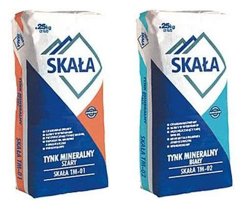 Tynk mineralny SKAŁA TM - szary i biały