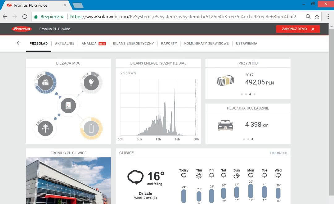 Monitoring pracy instalacji fotowoltaicznej on-grid za pomocą intuicyjnej aplikacji. fot. Fronius Monitoring pracy instalacji fotowoltaicznej on-grid za pomocą intuicyjnej aplikacji. fot. Fronius