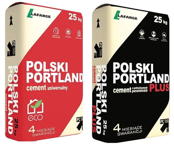 Cement Polski Portland CEM IV/B(V)32,5 N - cement pucolanowy klasy 32,5; Cement Polski Portland Plus CEM II/B-V 32,5 R to cement portlandzki popiołowy klasy 32,5. fot. Lafarge Cement SA